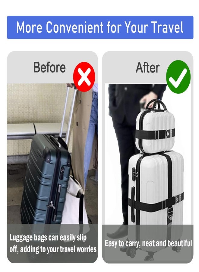 QQM Travel Belt for Luggage, Adjustable 2-in-1 Elastic Luggage Straps, Add a Bag Luggage Straps Suitcase Travel Belt Over Handle for Carry On Bag, Travel Essential Accessories- Black - Image 2